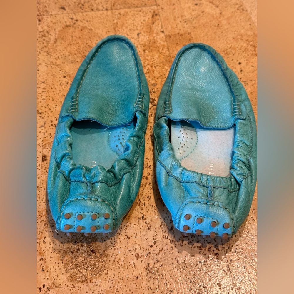 New Chocolat Blu Tara Leather Moccasin Loafer Teal Women’s Shoes Size 9 - Picture 10 of 15